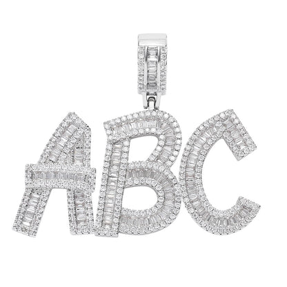 Iced 26 English Monogram Square Zircon Pendant