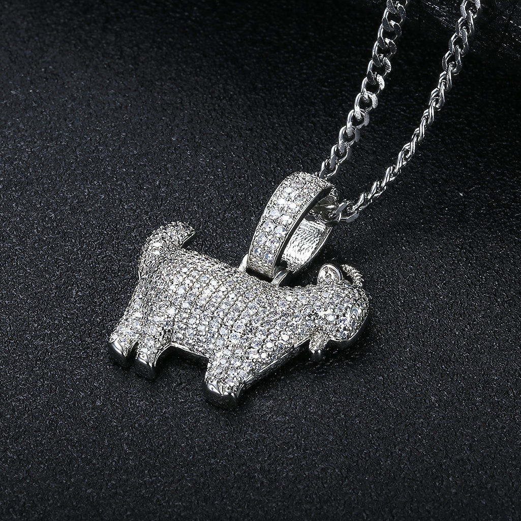 Hip Hop Micro-inlaid Zircon Goat Pendant