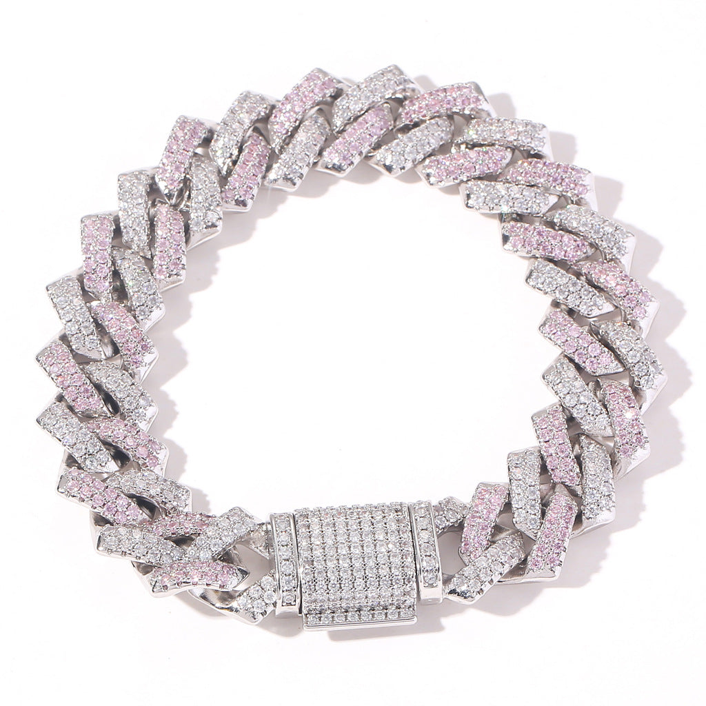 14mm Pink&White Micro-inlaid Zircon Bracelet