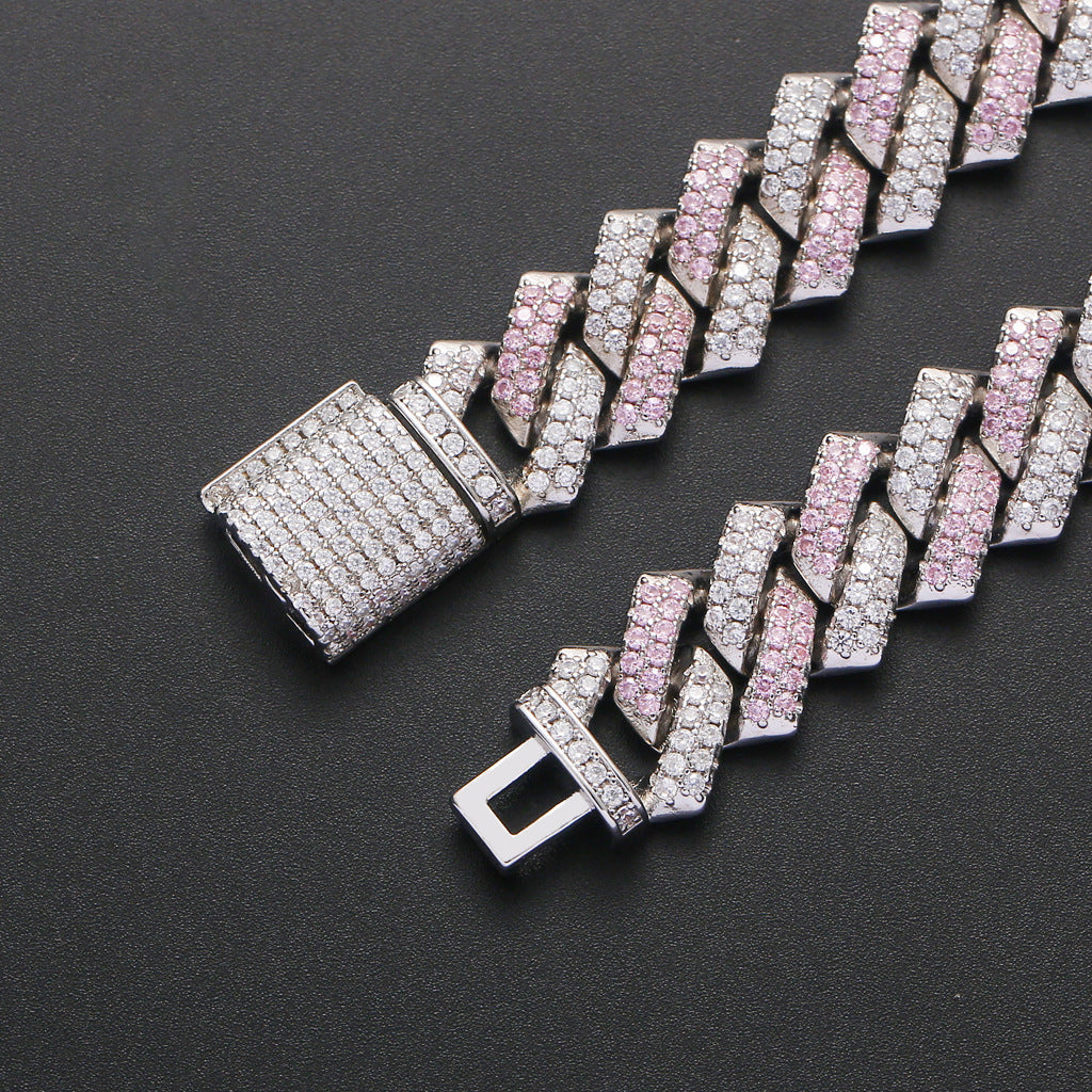 14mm Pink&White Micro-inlaid Zircon Bracelet