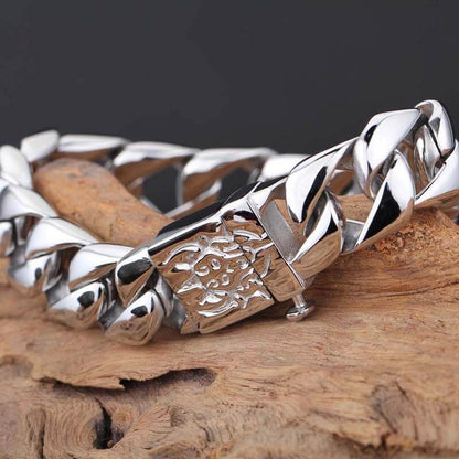 Ghost Pattern Stainless Steel Cuban Bracelet