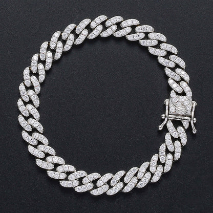 9mm Single Row Zircon Cuban Bracelet