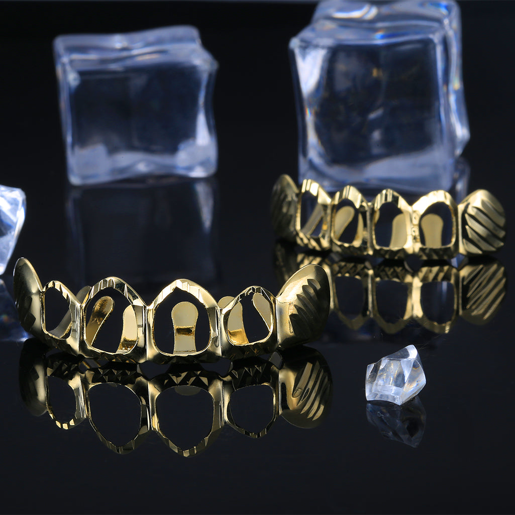 18K Hollow Gold-plated Glossy Hip Hop Grillz