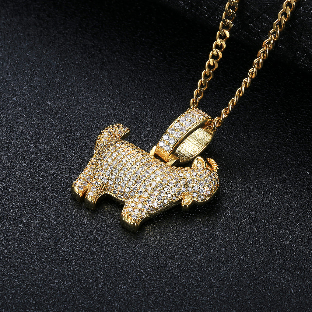 Hip Hop Micro-inlaid Zircon Goat Pendant