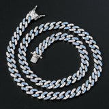 9mm Blue&White Hip Hop Cuban Link Necklace