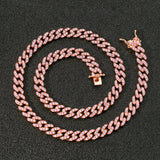9mm Single Row Pink Zircon Hip Hop Cuban Bracelet