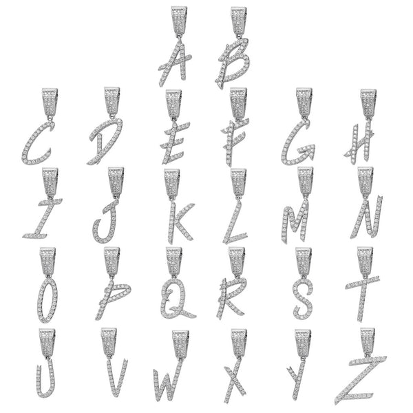 Iced Cursive Letters Micro-Paved CZ Stone Pendant
