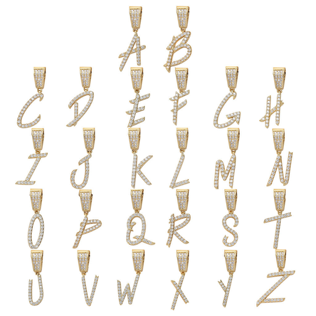 Iced Cursive Letters Micro-Paved CZ Stone Pendant – IceRemix