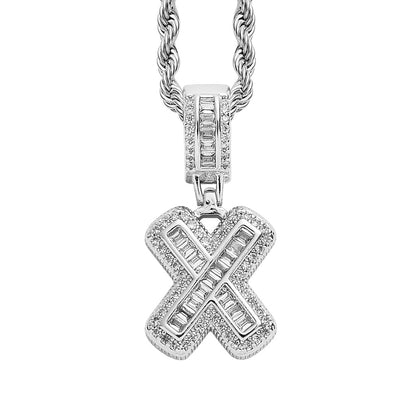 Single English Letter Square Zircon Pendant