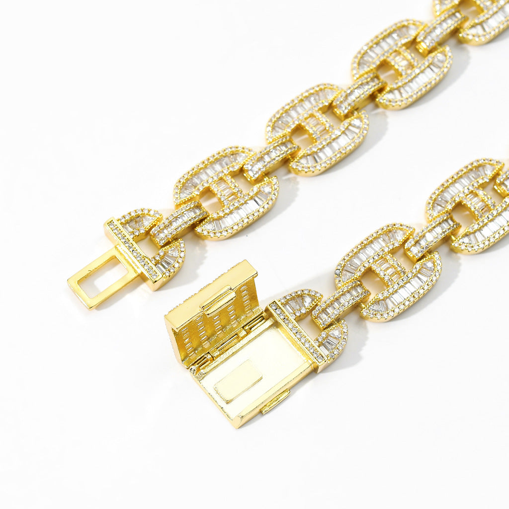 Hip Hop Pig Nose Cuban Link Chain Bracelet