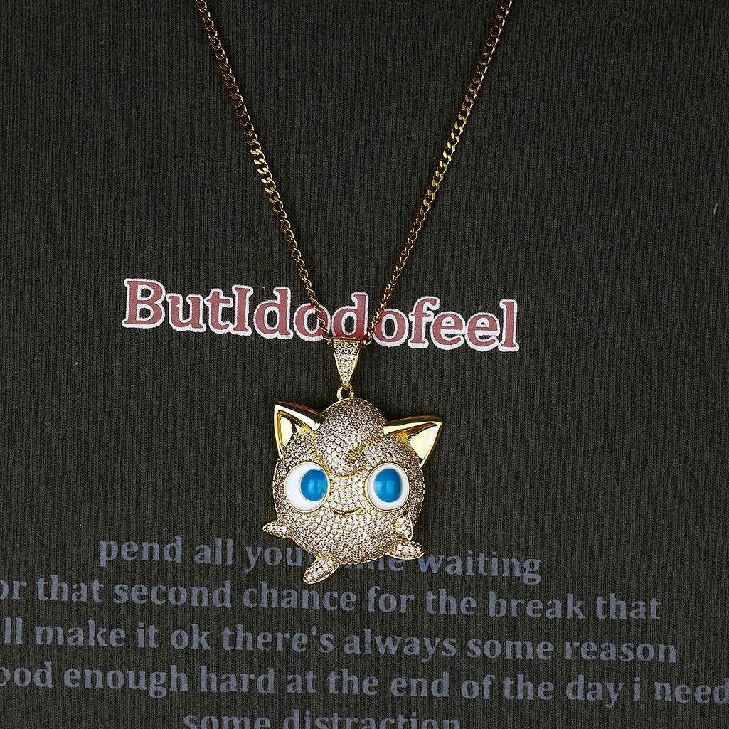 Iced Pokemon Jigglypuff Cartoon Zircon Pendant