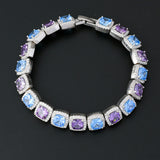 10mm Square Row Blue&Purple Zircon Bracelet