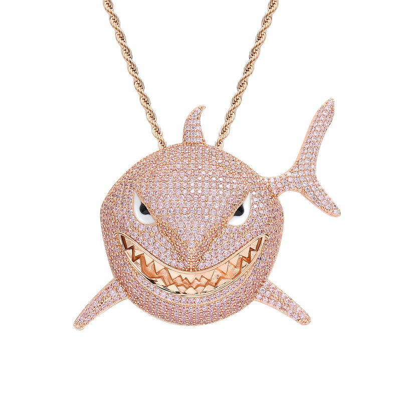 Classic Great White Shark Fully Paved Diamoand Pendant