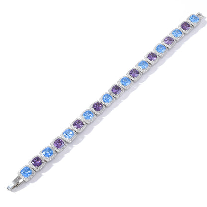 10mm Square Row Blue&Purple Zircon Bracelet