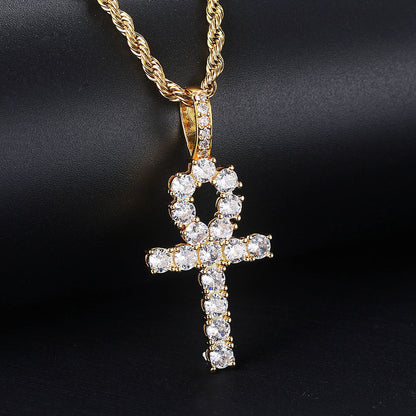 18k Gold Ankh Hip Hop Pendant