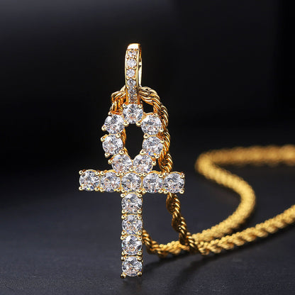 18k Gold Ankh Hip Hop Pendant