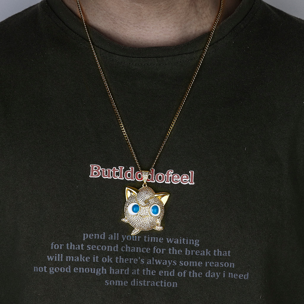 Iced Pokemon Jigglypuff Cartoon Zircon Pendant