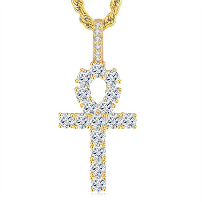 18k Gold Ankh Hip Hop Pendant