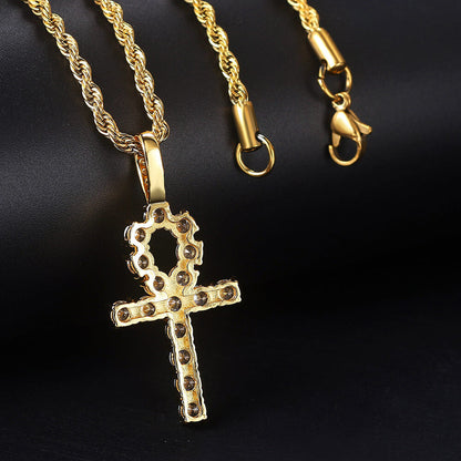 18k Gold Ankh Hip Hop Pendant