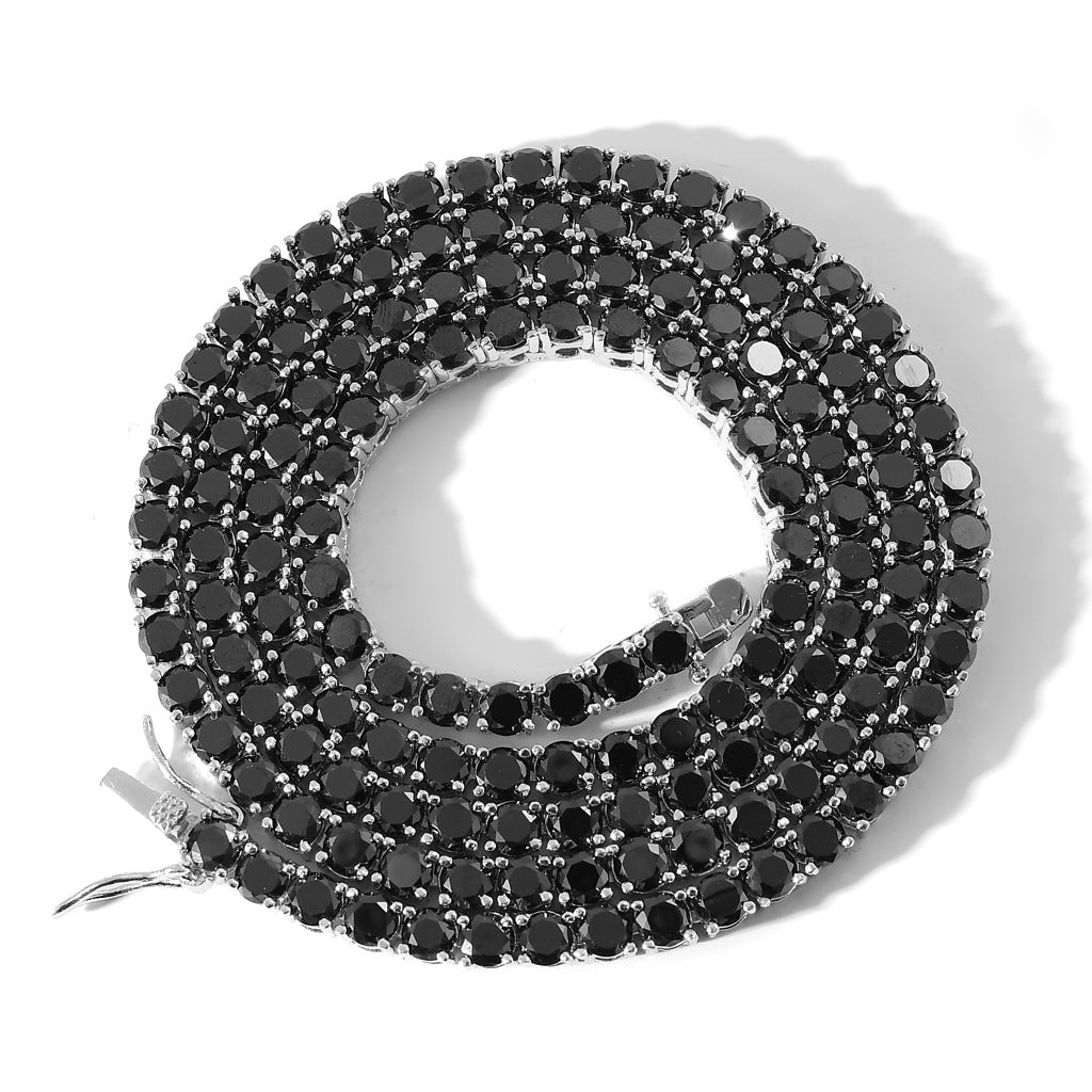 Hip Hop Tennis Chain Black Single Row Zircon Necklace