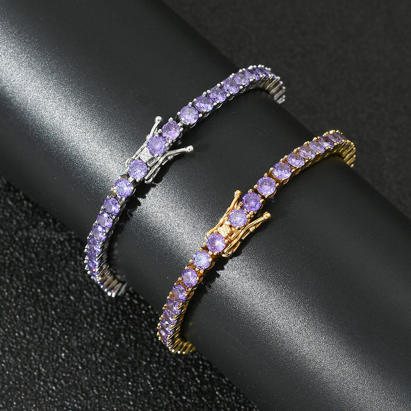 4mm Copper Inlaid Purple Zircon Rrow Bracelet