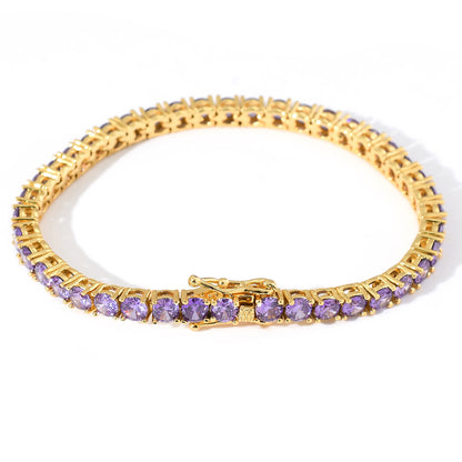 4mm Copper Inlaid Purple Zircon Rrow Bracelet