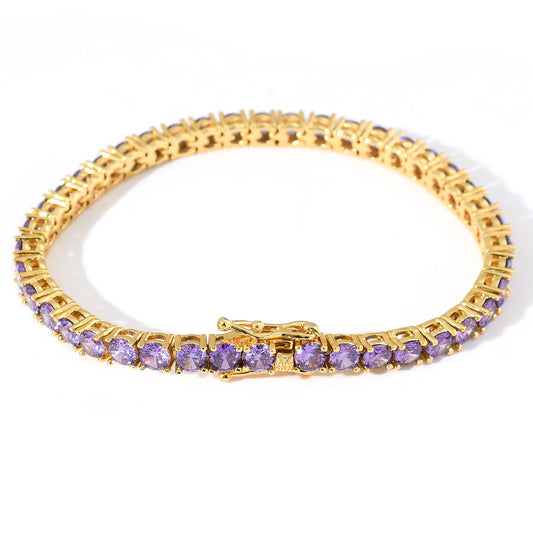 4mm Copper Inlaid Purple Zircon Rrow Bracelet