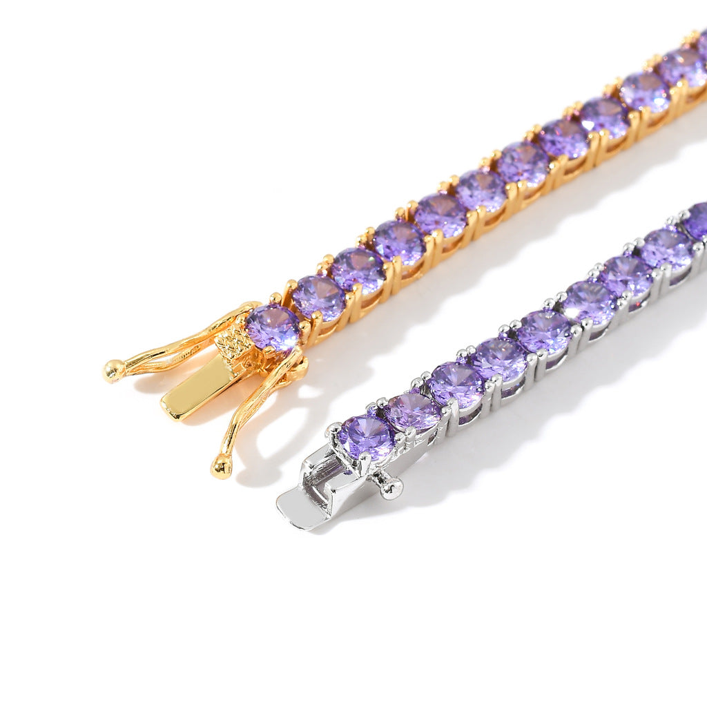 4mm Copper Inlaid Purple Zircon Rrow Bracelet