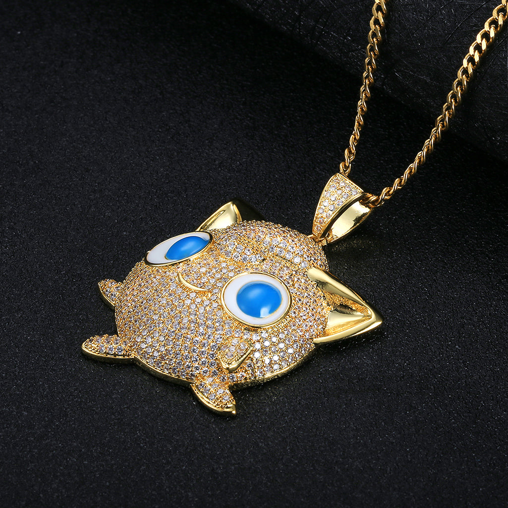 Iced Pokemon Jigglypuff Cartoon Zircon Pendant