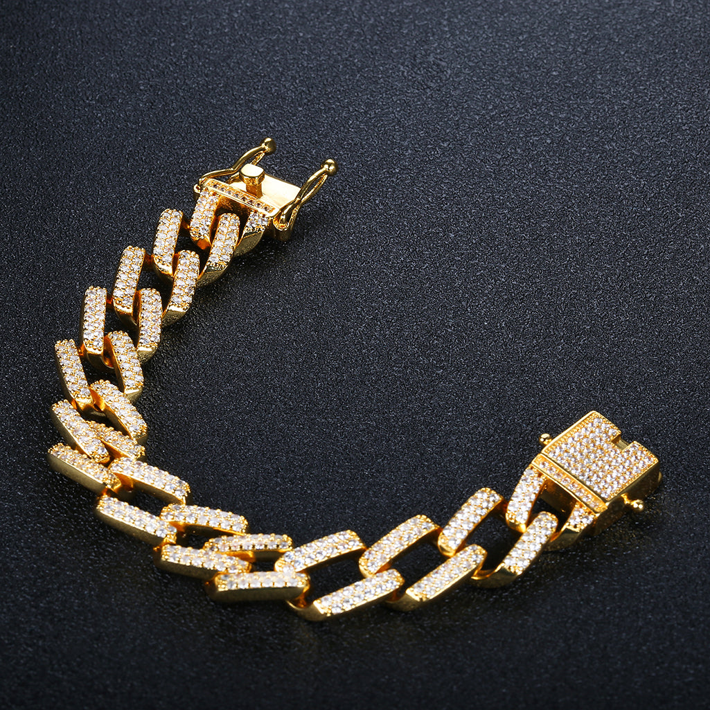 14mm Strip Miami Full Zircon Cuban Bracelet