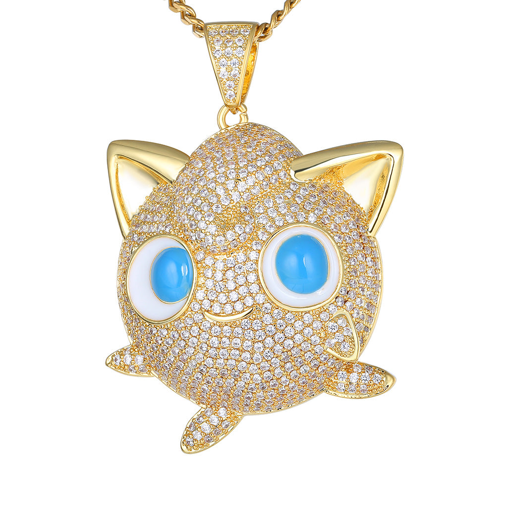 Iced Pokemon Jigglypuff Cartoon Zircon Pendant