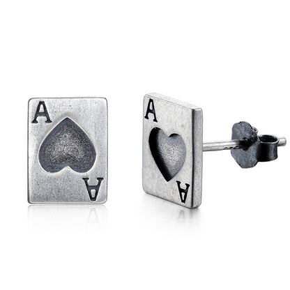 Ace of Spades Playing Card Stud Earrings