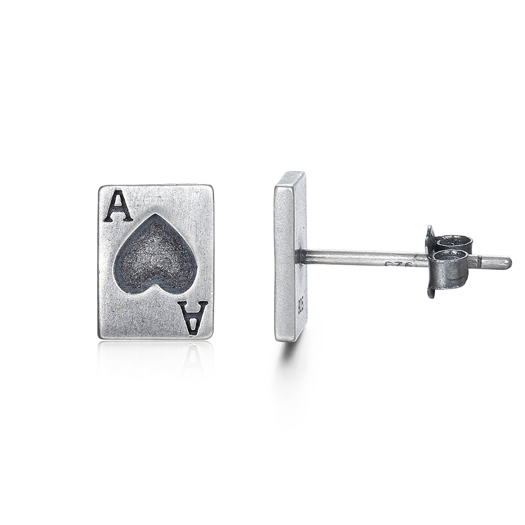 Ace of Spades Playing Card Stud Earrings