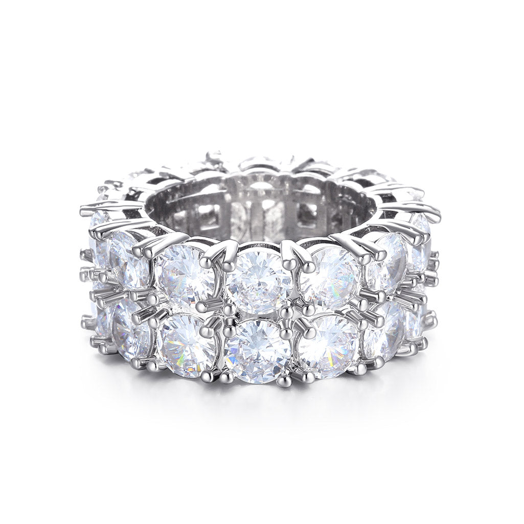 Iced Double Rows Gems Hip Hop Ring