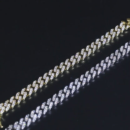 9mm Single Row Zircon Cuban Bracelet