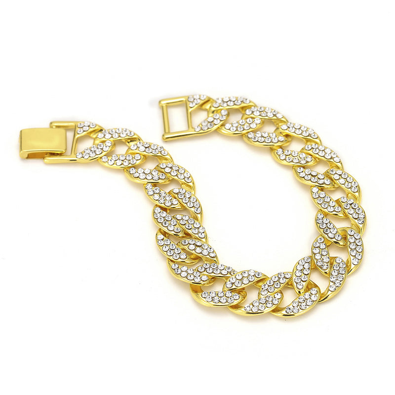 Full Diamond Cuban Men's Gold Bracelet