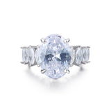 Brilliant Oval Cut with Marquise Shape Side Stones Ring