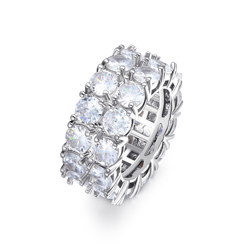 Iced Double Rows Gems Hip Hop Ring