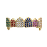 Micro-inlaid Color Zircon Gold-plated Teeth Dress Up Grillz