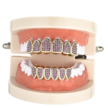 Micro-set Rose Red Zircon Gold Grillz