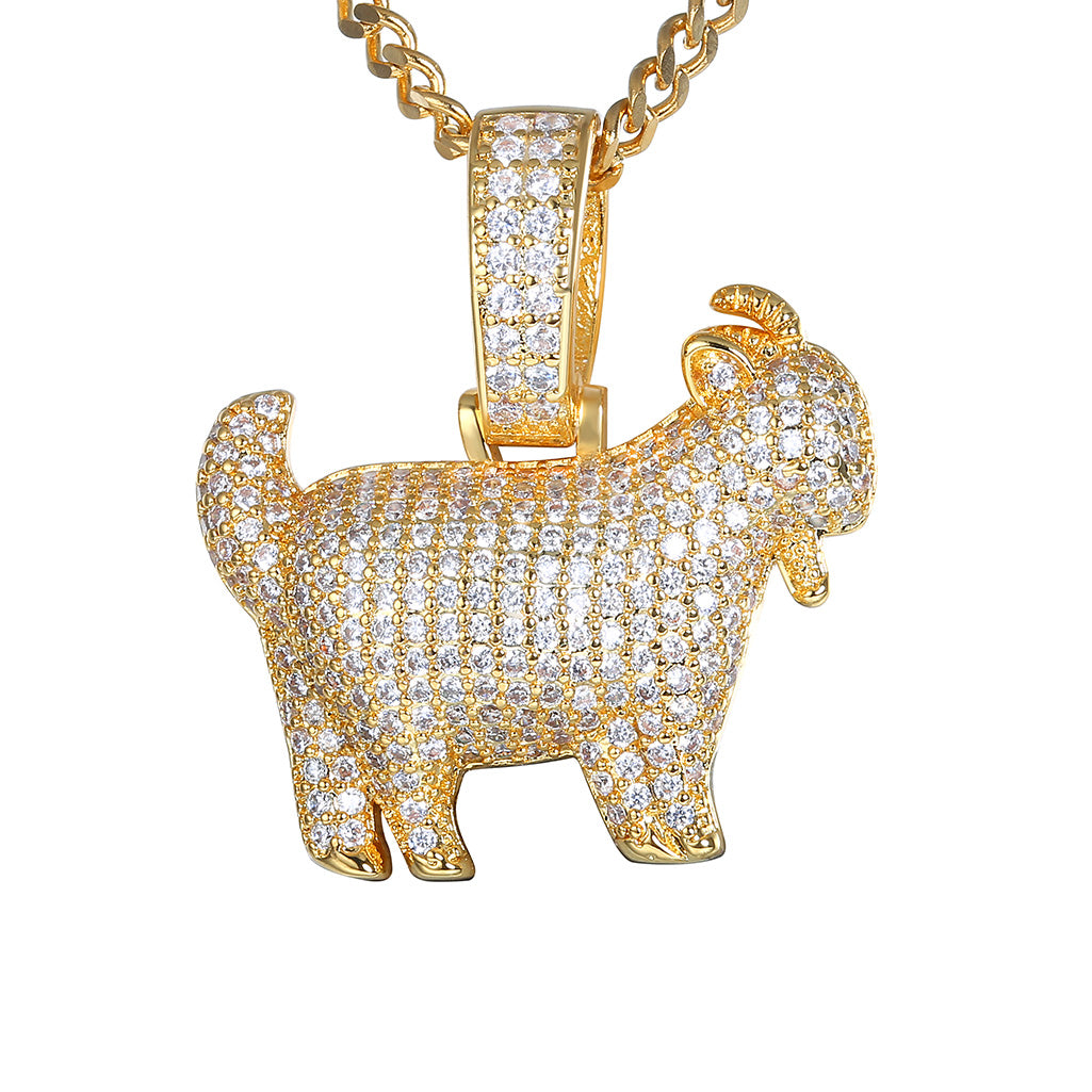 Hip Hop Micro-inlaid Zircon Goat Pendant