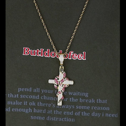 Vintage Snake Winding Cross Micro-inlaid Zircon Pendant