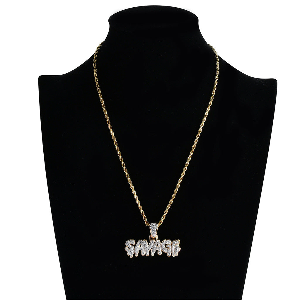 Rap Personality Savage English Alphabet Hip-Hop Pendant