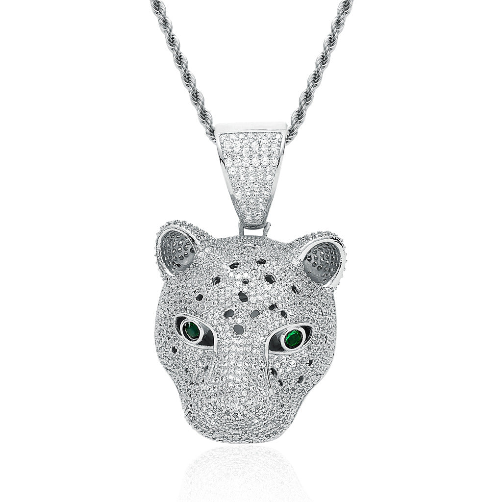 Micro Zircon Leopard Head Hip Hop Pendant