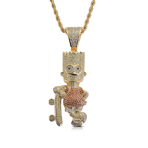 Cartoon Character Simpson Skateboard Zircon Pendant