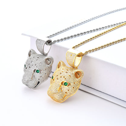 Micro Zircon Leopard Head Hip Hop Pendant