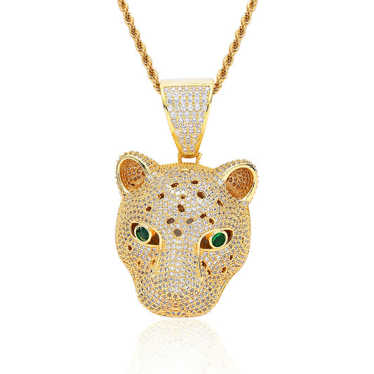 Micro Zircon Leopard Head Hip Hop Pendant