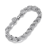 9 MM Hip Hop Diamond Alloy Twist Bracelet03 Silver | iceremix.com
