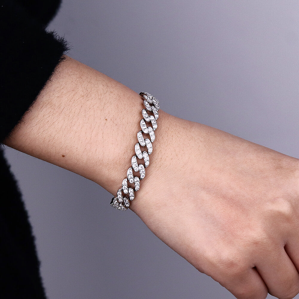 9mm Single Row Zircon Cuban Bracelet