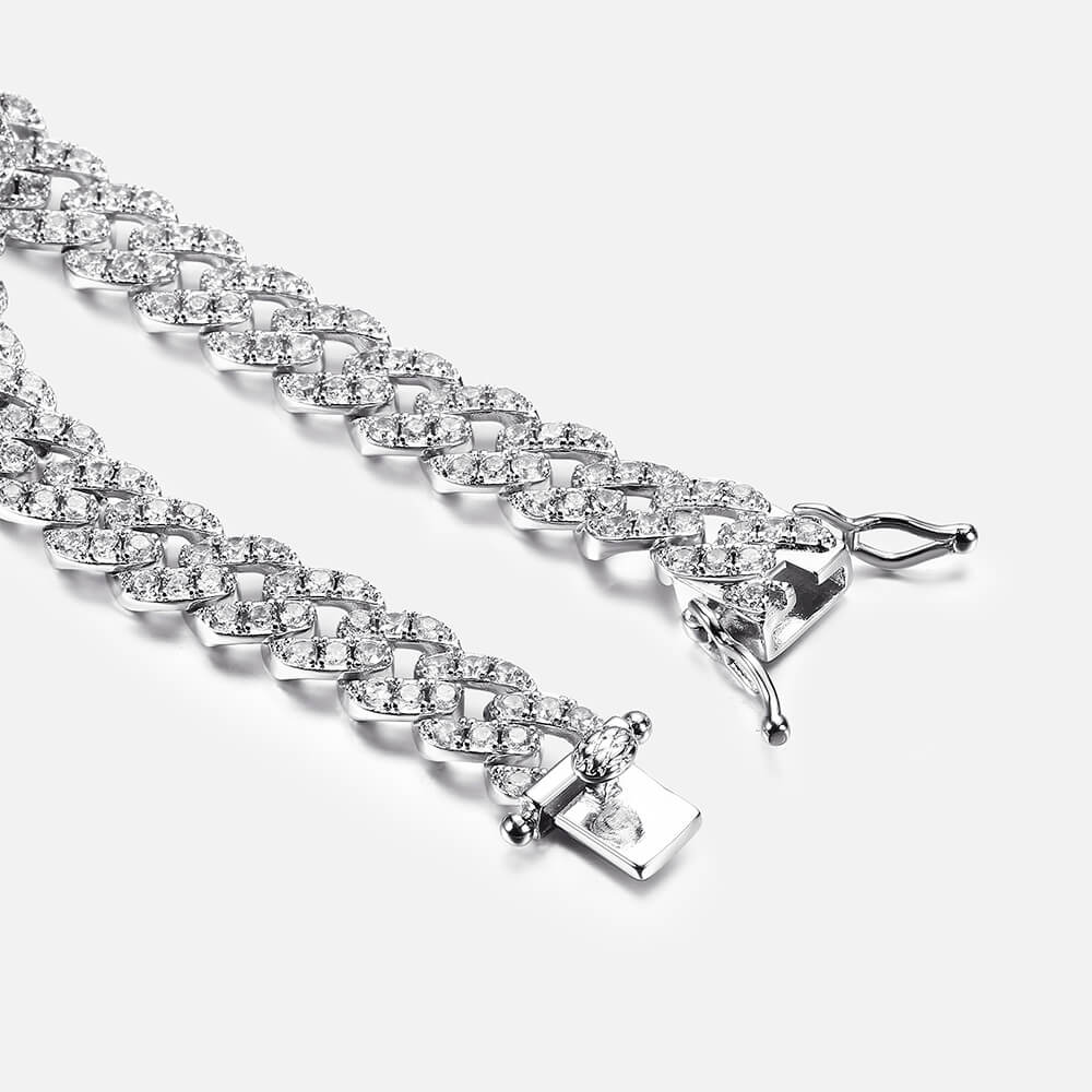 9mm Single Row Zircon Cuban Bracelet